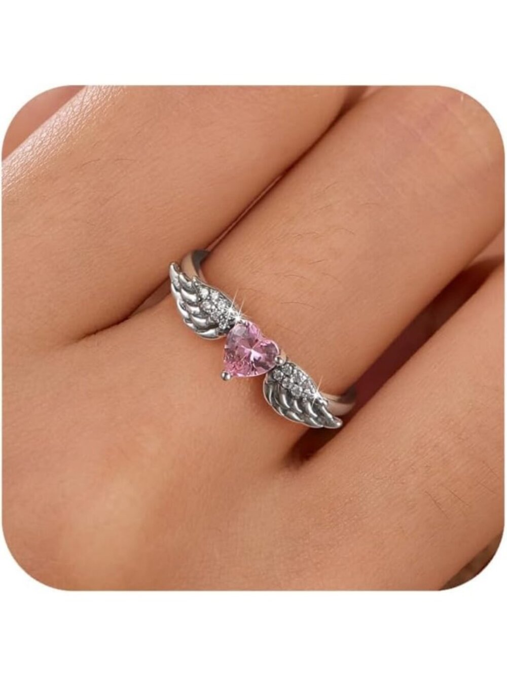 Sterling Silver Angel Wings Feather Ring for Women - Elegant Jewelry Gift